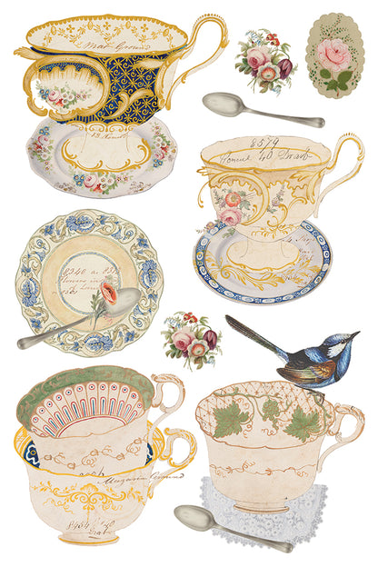 Belgravia IOD Transfer | 8 Sheet 8"x12" Decor Transfer by Iron Orchid Designs | Vintage Teacups, Florals & Cottage Style Designs