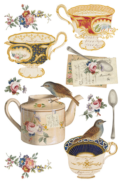 Belgravia IOD Transfer | 8 Sheet 8"x12" Decor Transfer by Iron Orchid Designs | Vintage Teacups, Florals & Cottage Style Designs