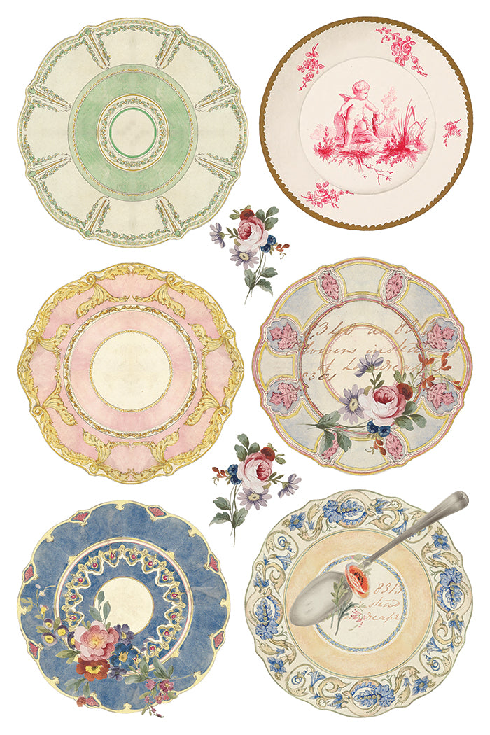 Belgravia IOD Transfer | 8 Sheet 8"x12" Decor Transfer by Iron Orchid Designs | Vintage Teacups, Florals & Cottage Style Designs