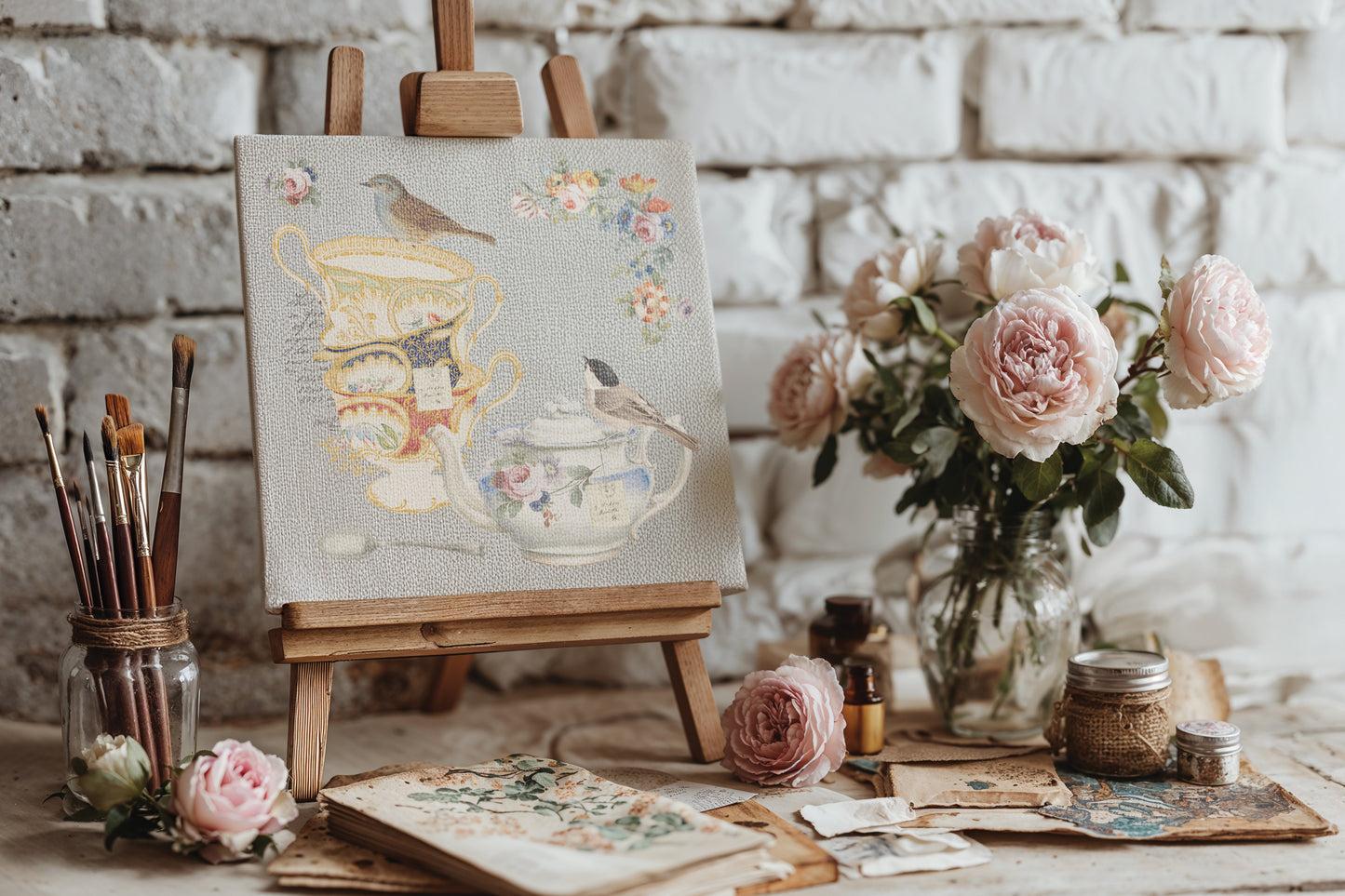 Belgravia IOD Transfer | 8 Sheet 8"x12" Decor Transfer by Iron Orchid Designs | Vintage Teacups, Florals & Cottage Style Designs
