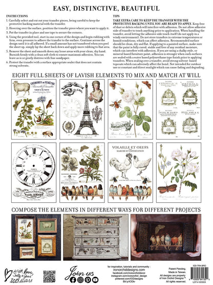 Brocante IOD Transfer 12x16 Pad (8 sheets)
