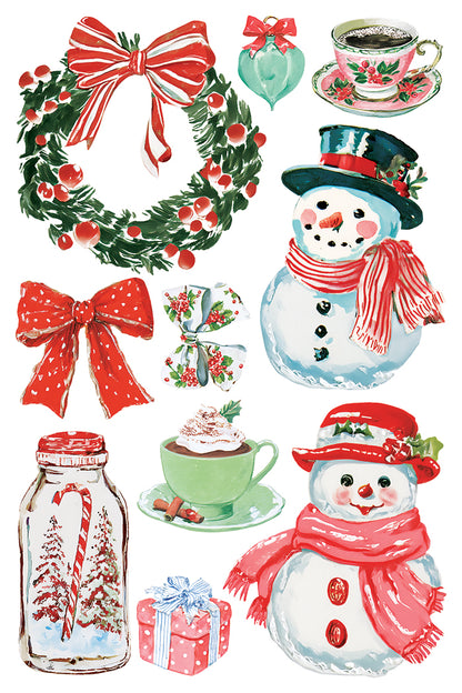 Darling Holiday IOD Transfer | 8x12 Vintage Christmas Decor Transfer by Iron Orchid Designs | Whimsical Santa & Holiday Rub-On Transfer Set