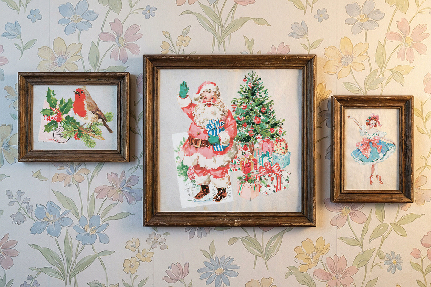 Darling Holiday IOD Transfer | 8x12 Vintage Christmas Decor Transfer by Iron Orchid Designs | Whimsical Santa & Holiday Rub-On Transfer Set