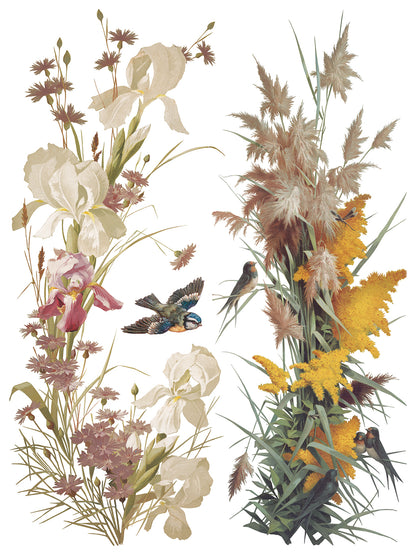 Flowers by the Poets IOD Transfer | 8 Sheet Large Decor Transfer by Iron Orchid Designs | Vintage Floral, Birds & Botanical Designs