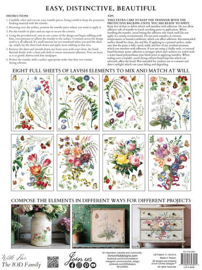 IOD Marché des Fleurs Transfer | Large 8 Sheet Decor Transfer by Iron Orchid Designs | Vintage French Floral & Botanical Designs