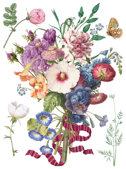 IOD Marché des Fleurs Transfer | Large 8 Sheet Decor Transfer by Iron Orchid Designs | Vintage French Floral & Botanical Designs