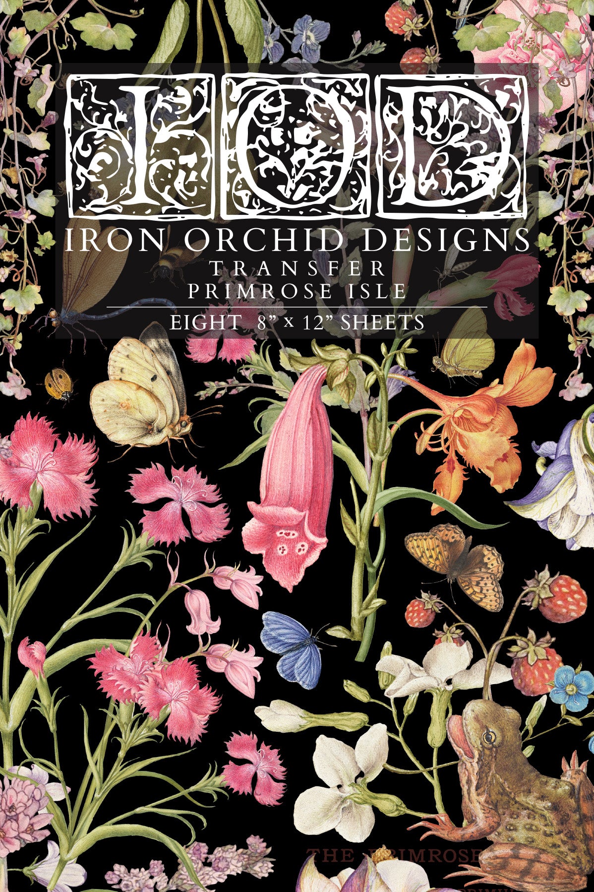 IOD Primrose Isle Transfer | 8-8"x12" Sheet Decor Transfer by Iron Orchid Designs | Vintage Wildflowers, Botanical & Cottage Garden Designs