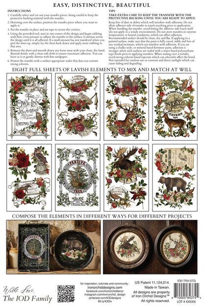 Stag Tavern IOD Transfer | 8x12 Vintage Woodland Christmas Decor Transfer by Iron Orchid Designs | Rustic Holiday Rub-On Transfer Set (Copy)