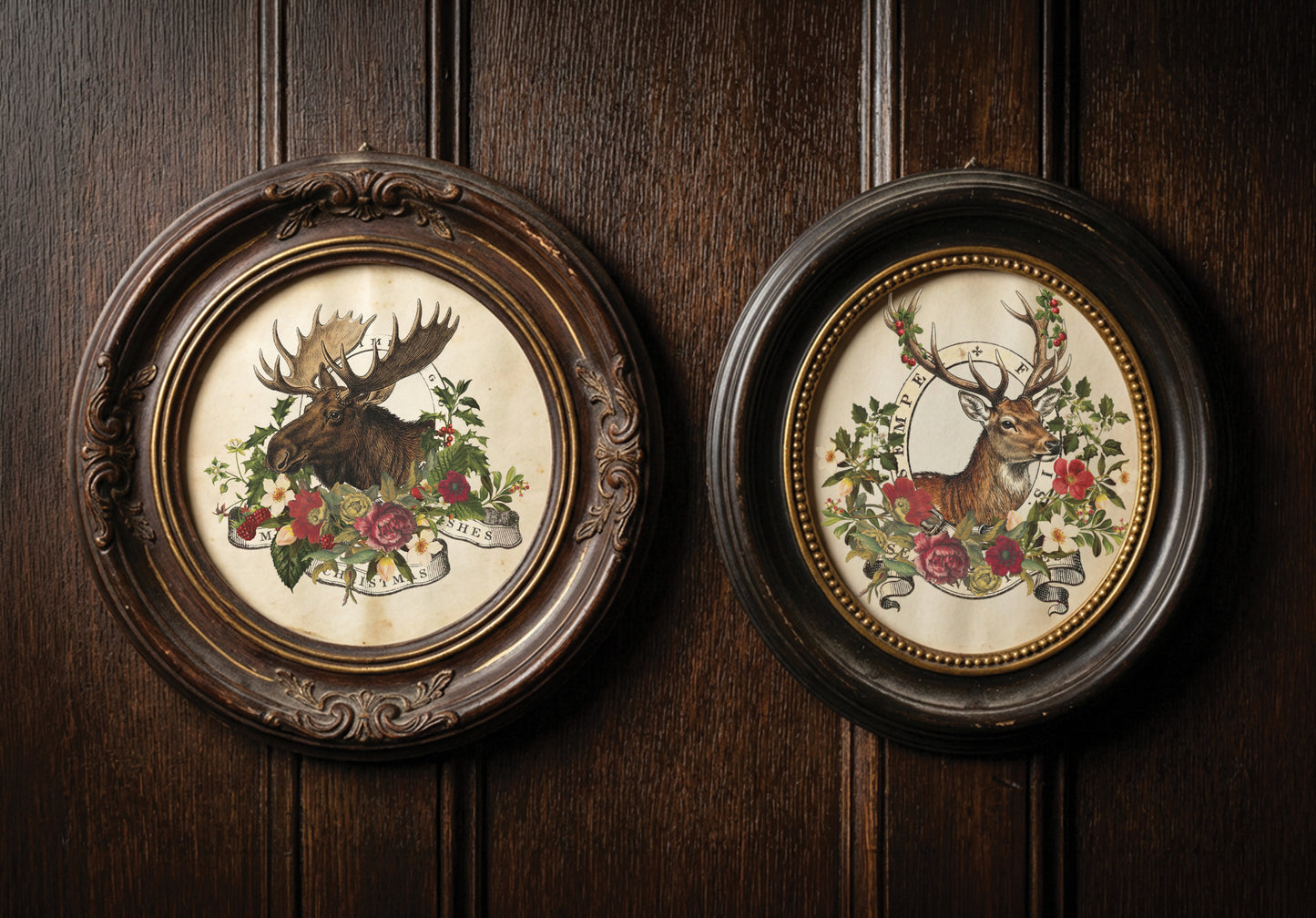 Stag Tavern IOD Transfer | 8x12 Vintage Woodland Christmas Decor Transfer by Iron Orchid Designs | Rustic Holiday Rub-On Transfer Set (Copy)