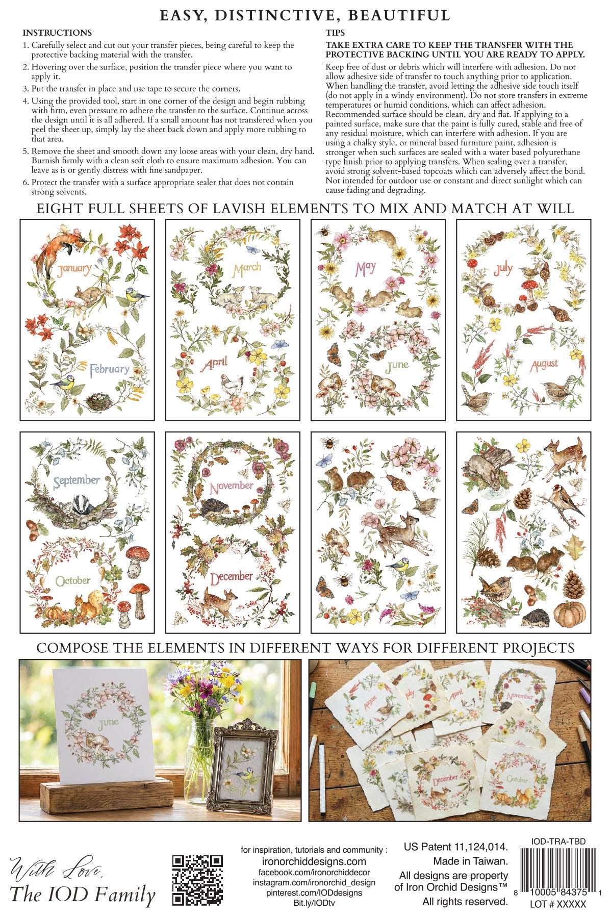 The Bramblewood Diaries IOD Transfer | 8x12 Woodland Botanical Decor Transfer by Iron Orchid Designs | Vintage Nature & Seasonal Rub-On Transfer Set (Copy)