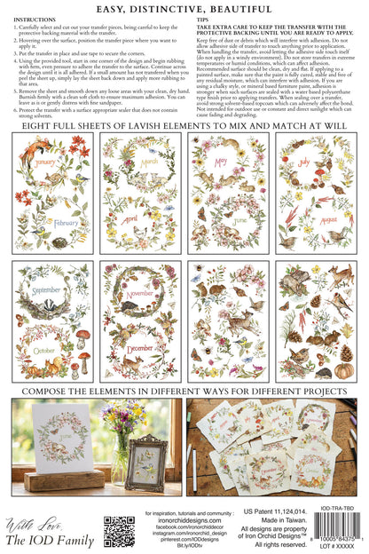 The Bramblewood Diaries IOD Transfer | 8x12 Woodland Botanical Decor Transfer by Iron Orchid Designs | Vintage Nature & Seasonal Rub-On Transfer Set (Copy)