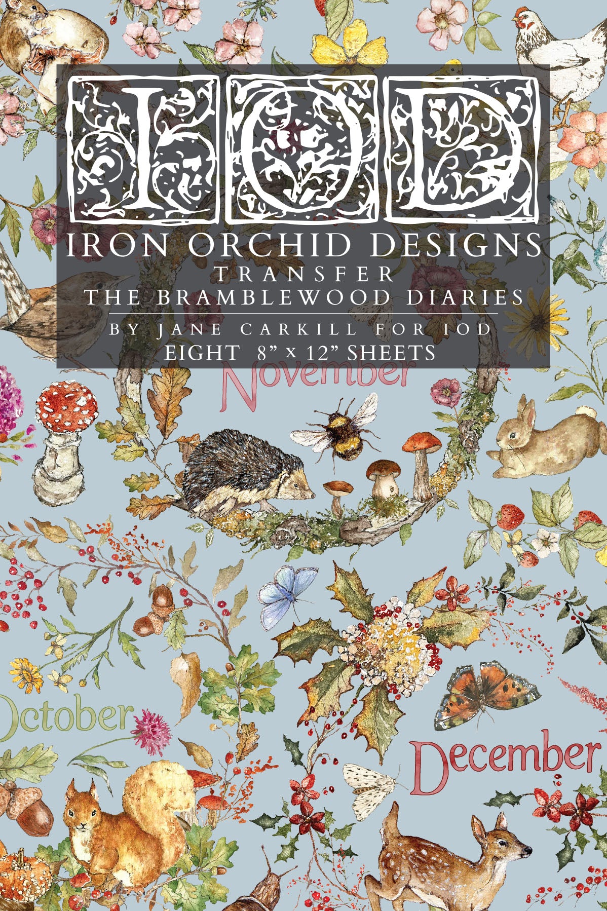 The Bramblewood Diaries IOD Transfer | 8x12 Woodland Botanical Decor Transfer by Iron Orchid Designs | Vintage Nature & Seasonal Rub-On Transfer Set (Copy)