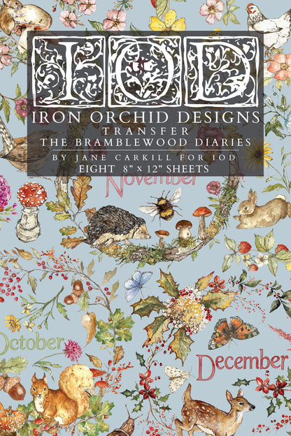 The Bramblewood Diaries IOD Transfer | 8x12 Woodland Botanical Decor Transfer by Iron Orchid Designs | Vintage Nature & Seasonal Rub-On Transfer Set (Copy)