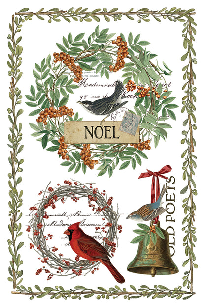 Winter's Calling IOD Transfer | 8x12 Vintage Winter Wildlife Decor Transfer by Iron Orchid Designs | Woodland Christmas Rub-On Transfer Set