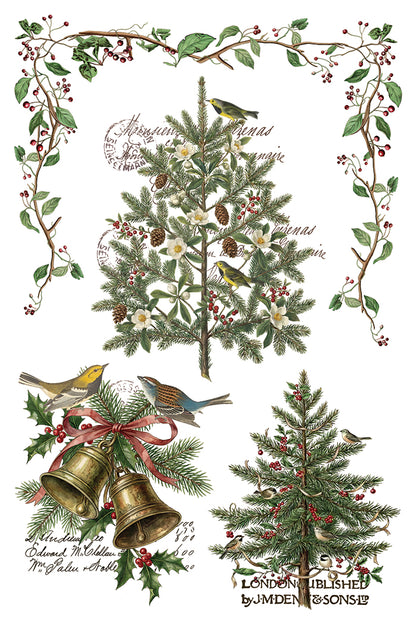 Winter's Calling IOD Transfer | 8x12 Vintage Winter Wildlife Decor Transfer by Iron Orchid Designs | Woodland Christmas Rub-On Transfer Set