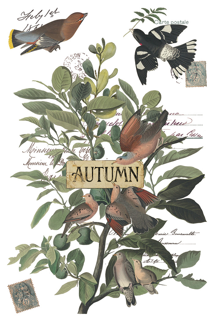Winter's Calling IOD Transfer | 8x12 Vintage Winter Wildlife Decor Transfer by Iron Orchid Designs | Woodland Christmas Rub-On Transfer Set