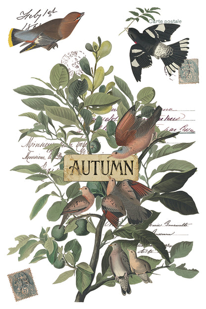 Winter's Calling IOD Transfer | 8x12 Vintage Winter Wildlife Decor Transfer by Iron Orchid Designs | Woodland Christmas Rub-On Transfer Set