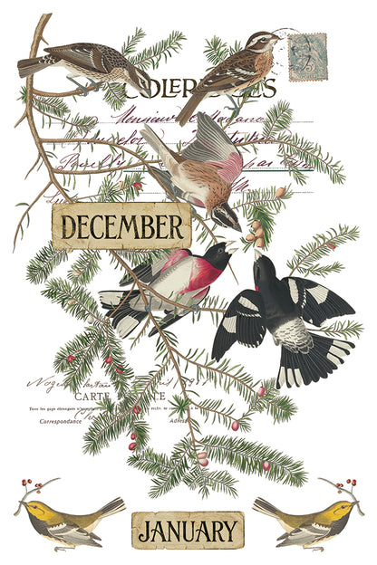 Winter's Calling IOD Transfer | 8x12 Vintage Winter Wildlife Decor Transfer by Iron Orchid Designs | Woodland Christmas Rub-On Transfer Set