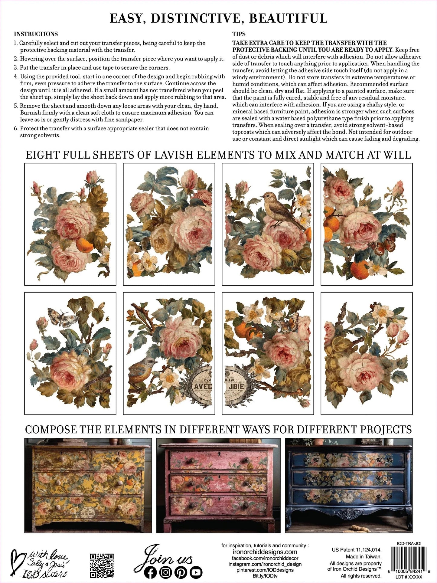 Joie Des Roses IOD Transfer 12x16 Pad (8 sheets)