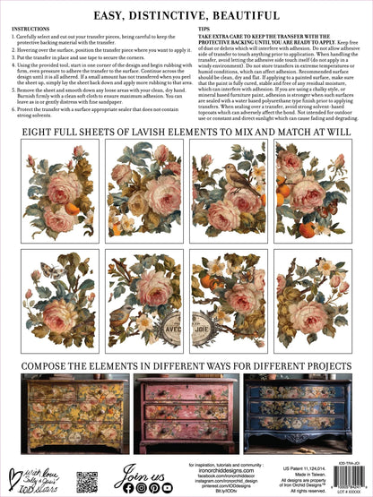 Joie Des Roses IOD Transfer 12x16 Pad (8 sheets)