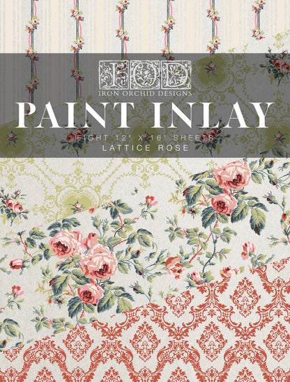 IOD Paint Inlay Lattice Rose IOD Paint Inlay 12x16 (8 Sheets)