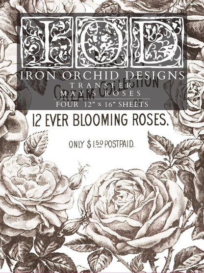 May's Roses IOD Transfer 12x16 (4 Sheets)
