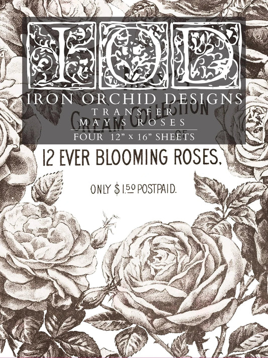 May's Roses IOD Transfer 12x16 (4 Sheets)