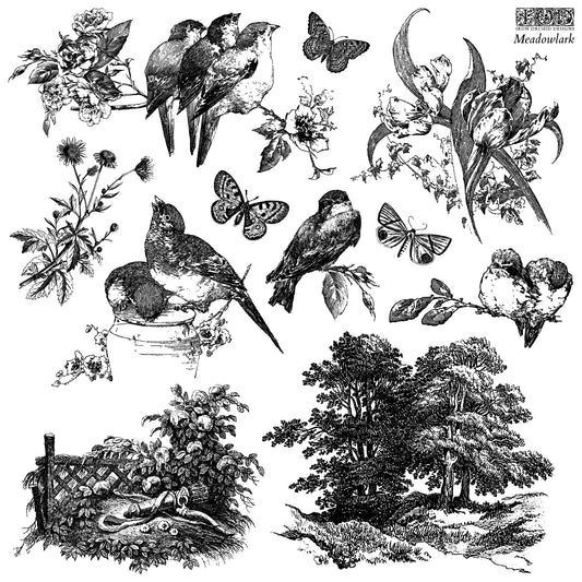 Meadowlark IOD 12x12 Decor Stamp (1 Sheet with Masks)