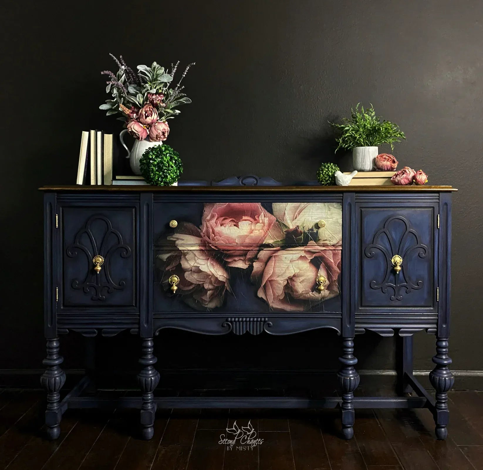 Mint By Michelle Decoupage Paper Moody Florals - A1 Size Large Decoupage Paper