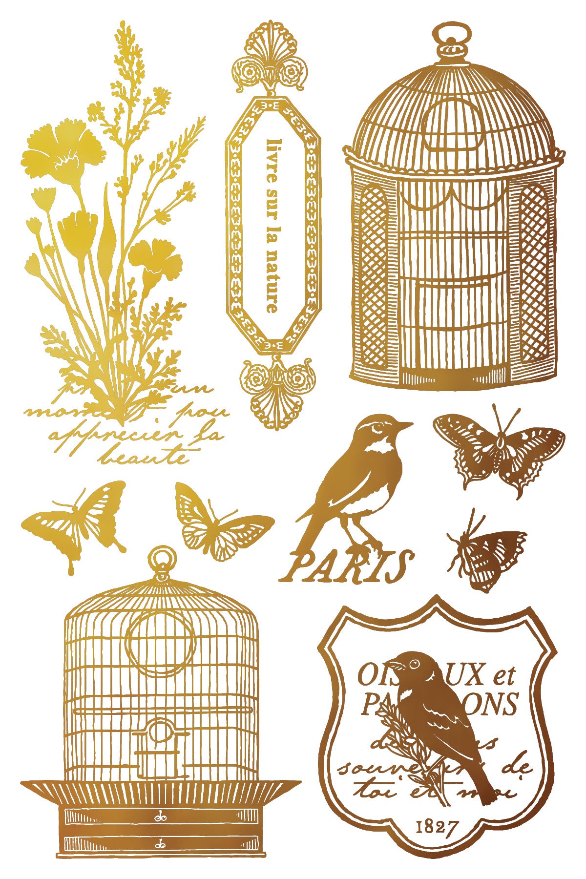 Papillon IOD 8x12 Silver & Gold Gilded Foil Transfer (8 Sheets)