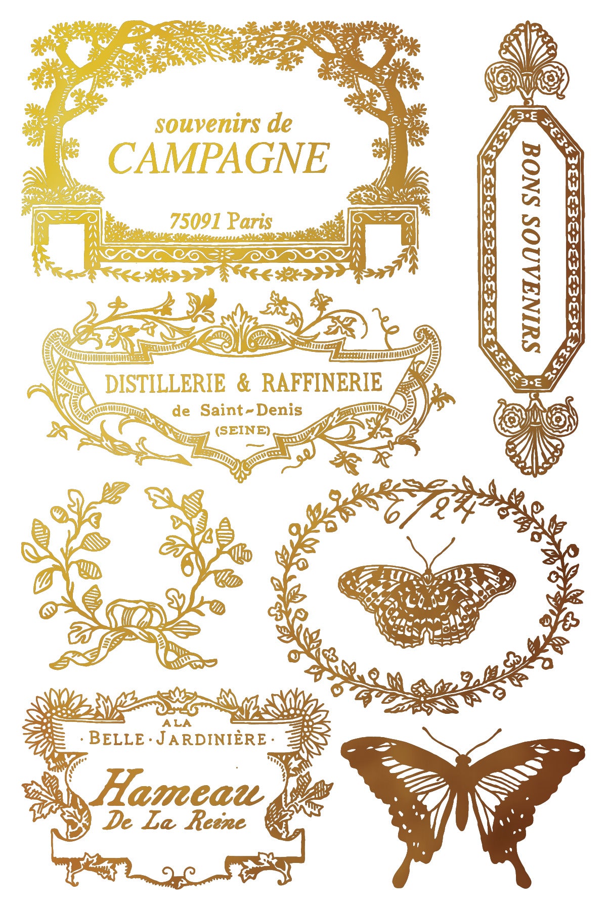 Papillon IOD 8x12 Silver & Gold Gilded Foil Transfer (8 Sheets)