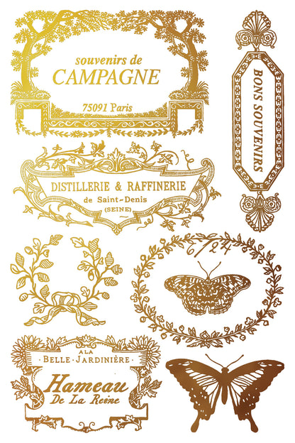 Papillon IOD 8x12 Silver & Gold Gilded Foil Transfer (8 Sheets)