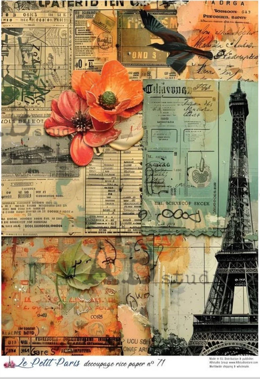 Parisian Tower Collage Decoupage Rice Paper (Le Petit Paris No 71)