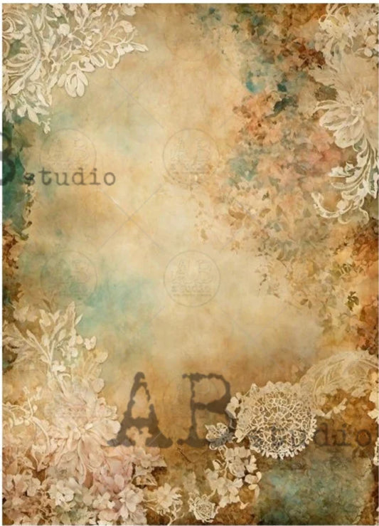 Patina and Lace Decoupage Rice Paper (AB Studios No 4337)