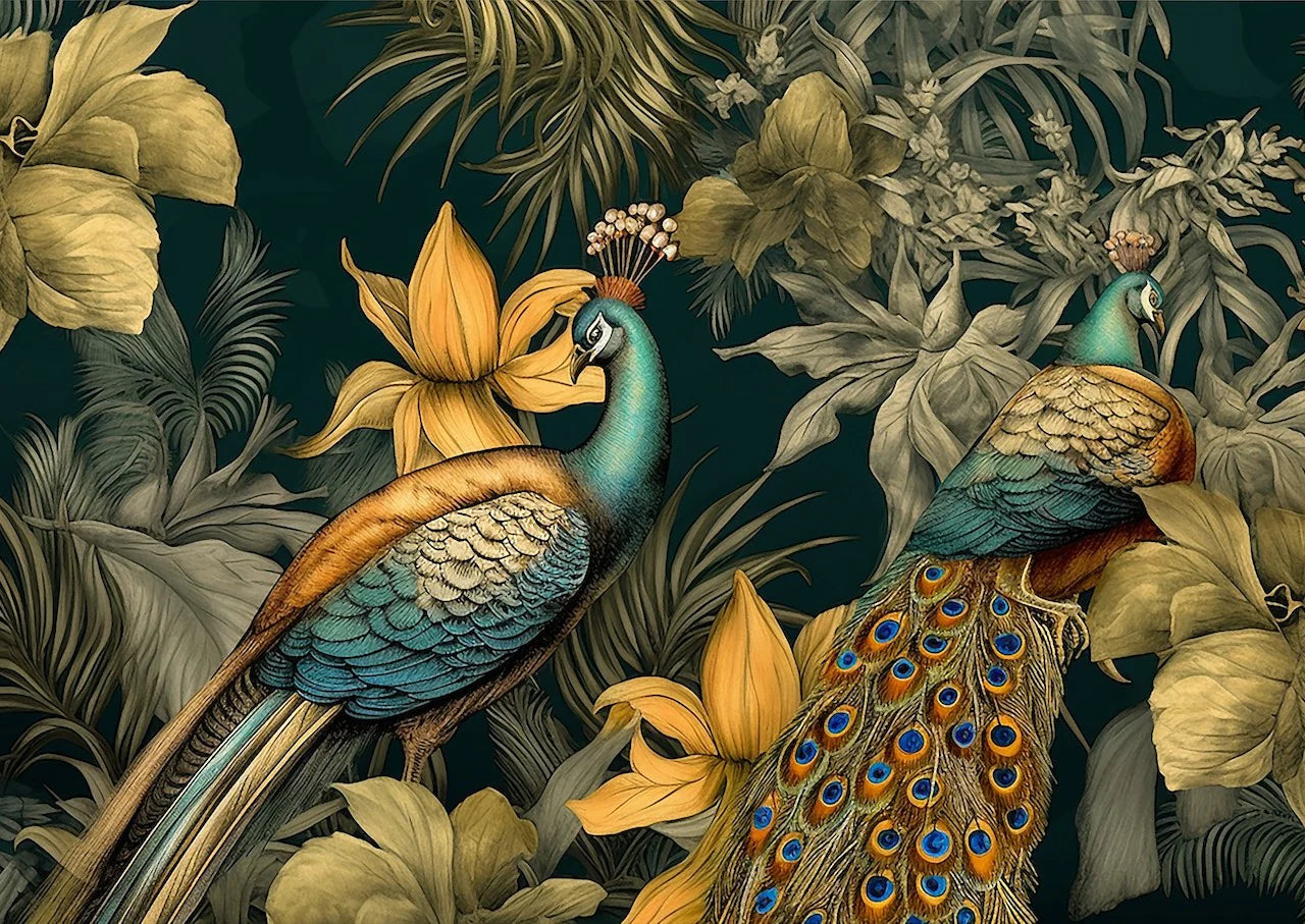 Peacock Pair - 11.7" x 16.5" A3 Size Decoupage Paper - Mint by Michelle