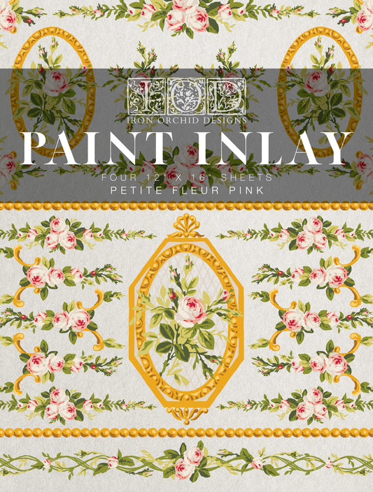 Petite Fleur Pink IOD Paint Inlay 12x16 (4 Sheets)