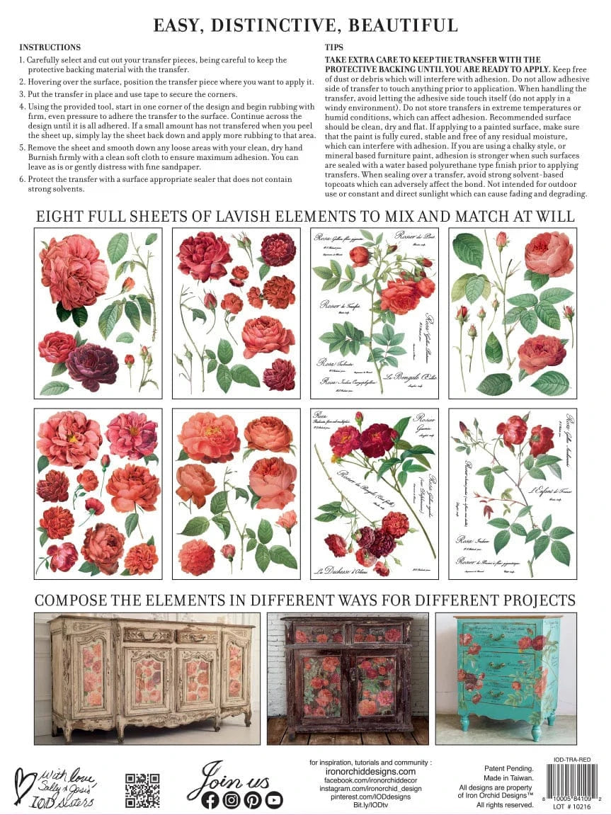 Redoute II IOD Transfer 12x16 (8 Sheets)
