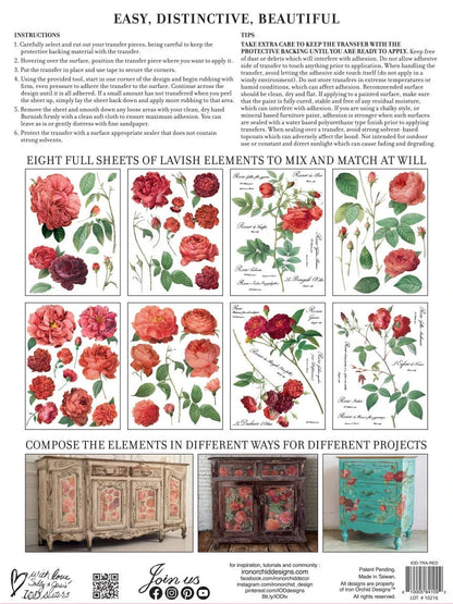 Redoute II IOD Transfer 12x16 (8 Sheets)
