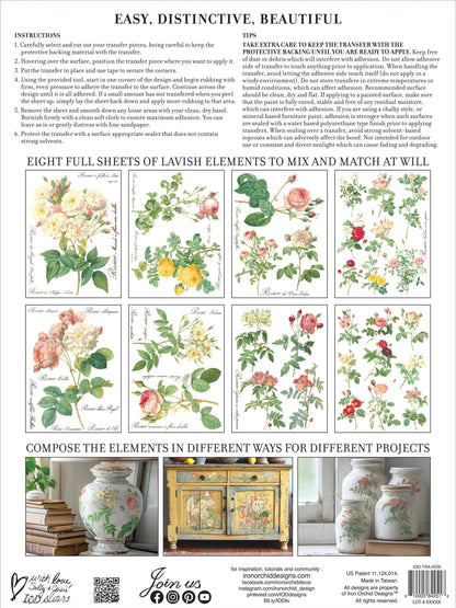 Rose Botanical IOD Transfer 12x16 (8 Sheets)
