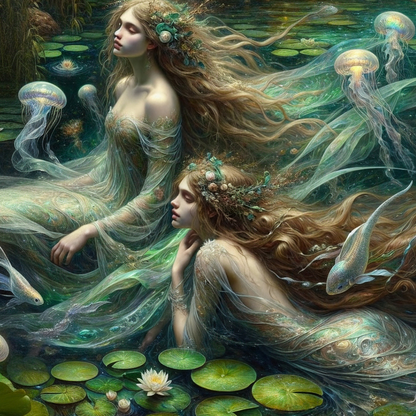 Song of the Water Spirits - 11.7" x 16.5" A3 Size Decoupage Paper - Mint by Michelle