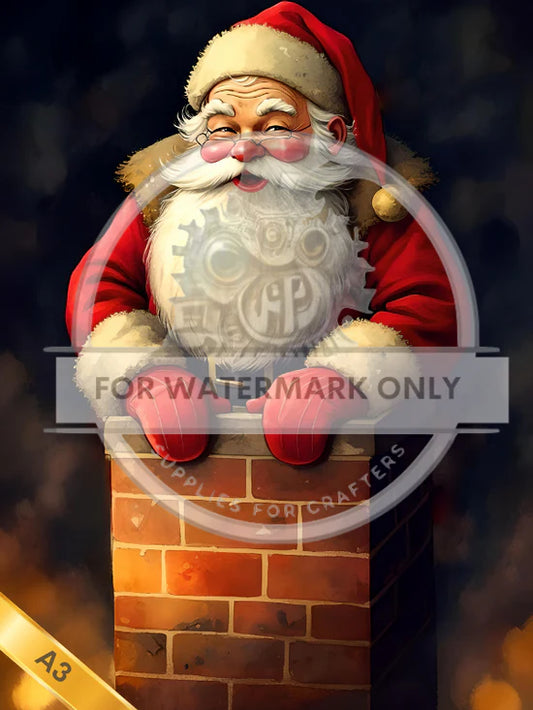 Santa in the Chimney Decoupage Rice Paper (DC5044)