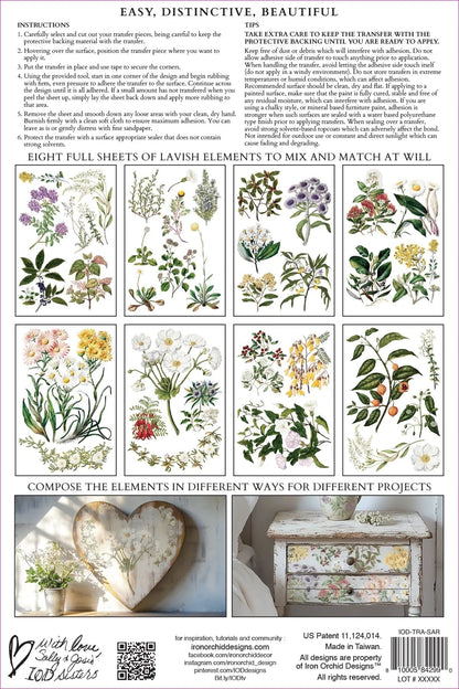 Sarah Featon's Botanicals IOD Transfer 8x12 Pad (8 sheets)