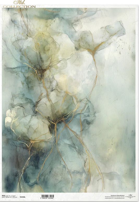 A3 Sea Glass Petals Decoupage Rice Paper (R1546L)
