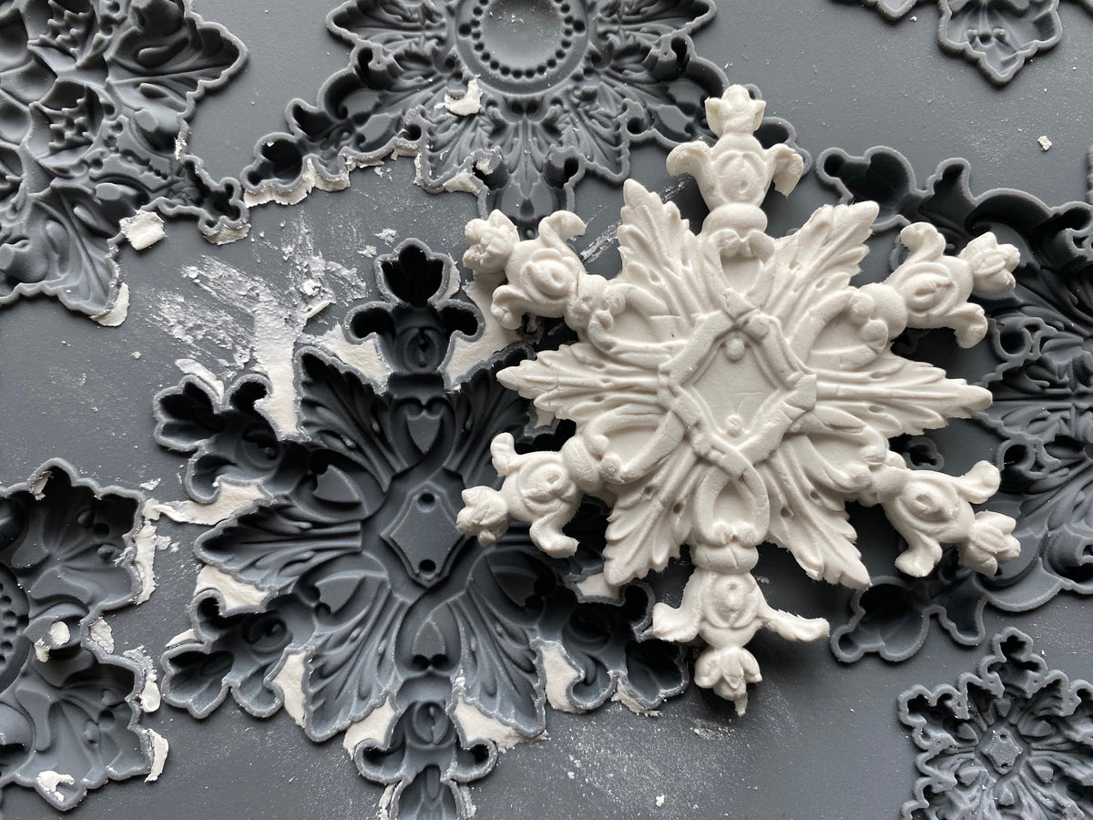 Snowflakes IOD Mould | 6x10 Detailed Snowflake Decor Mould by Iron Orchid Designs | Intricate Winter Christmas Silicone Casting Mould
