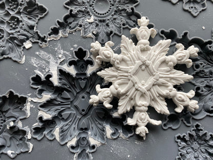 Snowflakes IOD Mould | 6x10 Detailed Snowflake Decor Mould by Iron Orchid Designs | Intricate Winter Christmas Silicone Casting Mould