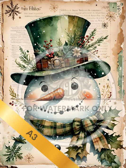 A3 Snowman Closeup Decoupage Rice Paper (DC5063)