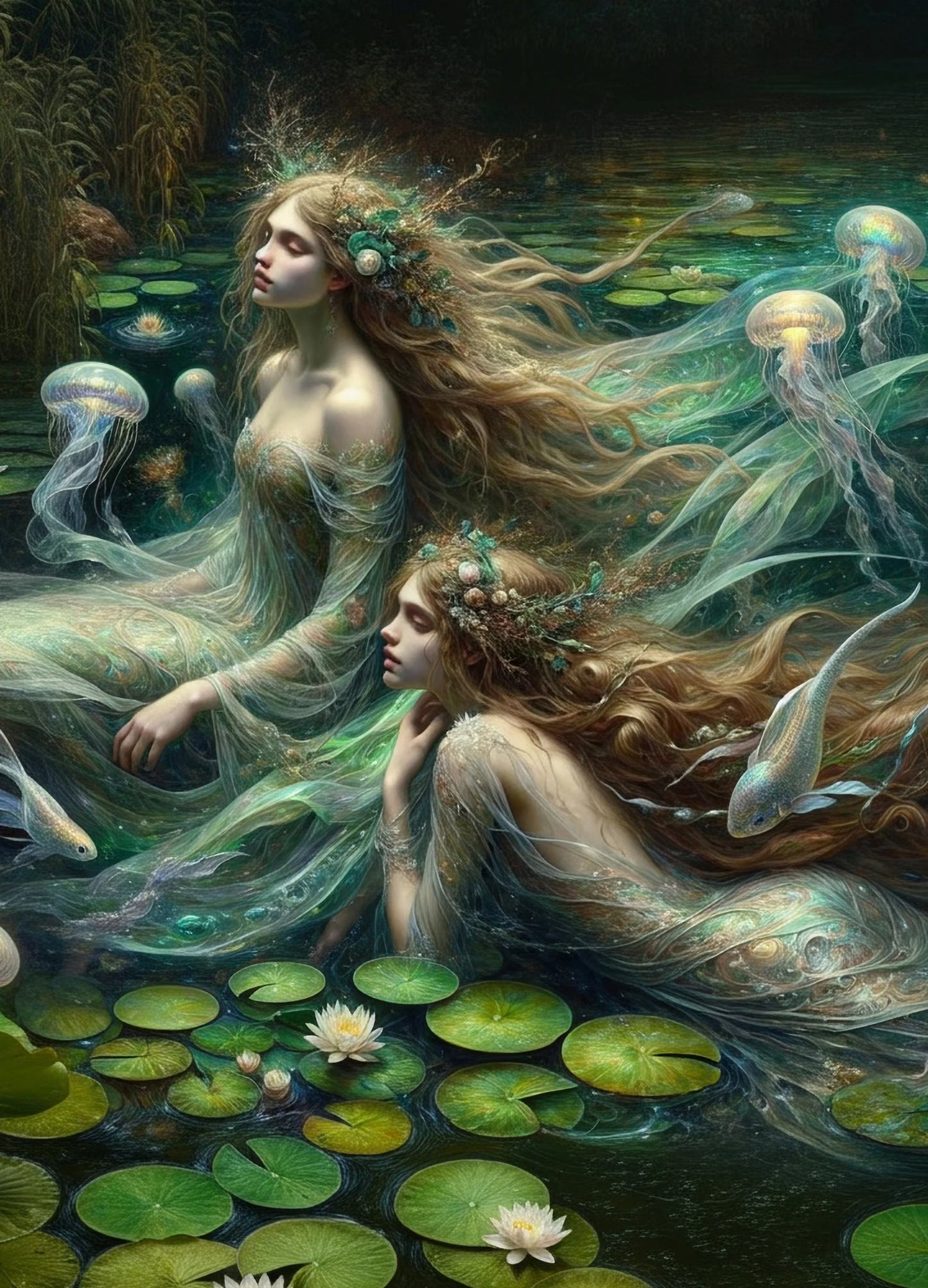 Song of the Water Spirits - 11.7" x 16.5" A3 Size Decoupage Paper - Mint by Michelle