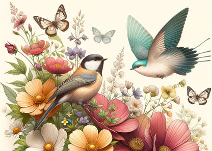 The Friendly Garden - 23.4 x 33.1 A1 Size Decoupage Paper - Mint by Michelle