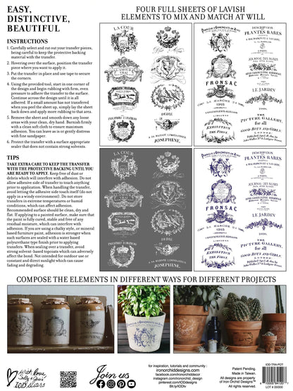 Traditional Pots IOD Transfer 12x16 (4 Sheets)
