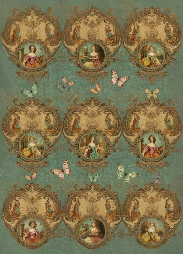 Versailles on Repeat - 23.4" x 33.1" A1 Size Decoupage Paper - Mint by Michelle